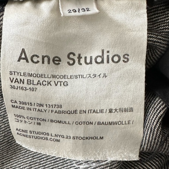 Acne Studios Jeans - Van Black VTG - size 29 - Picture 4 of 5